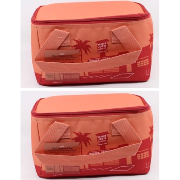 NWT Trader Joe's Mini Insulated Bag Set of 2 Peach Color - Limited Edition - Picture 1 of 6